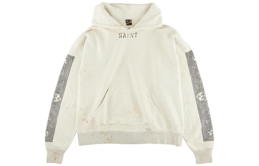 SAINT Mxxxxxx Logo Print Hoodie White Menswear SM-S23-0000-093