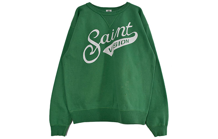SAINT Mxxxxxx Logo Print Vintage Sweatshirt Men’s Green SM-A21-0000-031