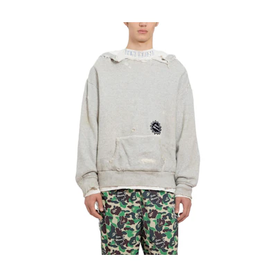 SAINT Mxxxxxx Logo Printed Gray Hoodie Pullover Long Sleeve Sweatshirt SM-Y68-0000-039
