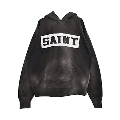 SAINT Mxxxxxx Logo Printed Washed Vintage Pullover Sweatshirt Men Dark Grey SM-A21-0000-036