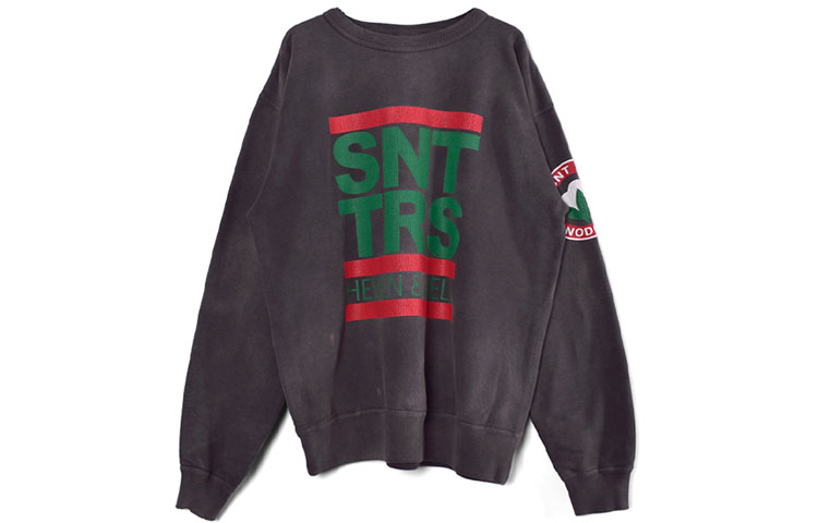 SAINT Mxxxxxx Logo Washed Vintage Long Sleeve Sweatshirt Men’s Dark Gray 21AW_100000000007699_BLK