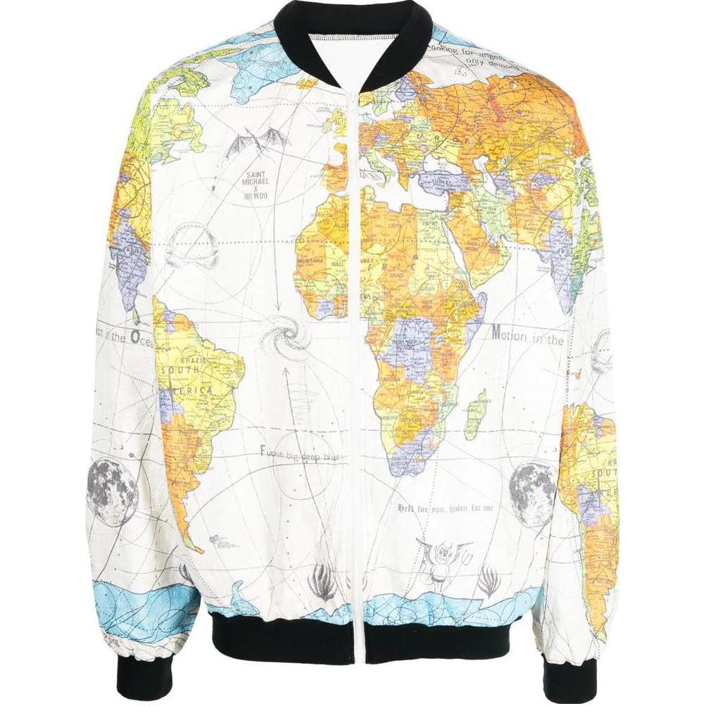 SAINT Mxxxxxx Map Print Zip-Up Jacket White  Outerwear. SM-S23-0000-084