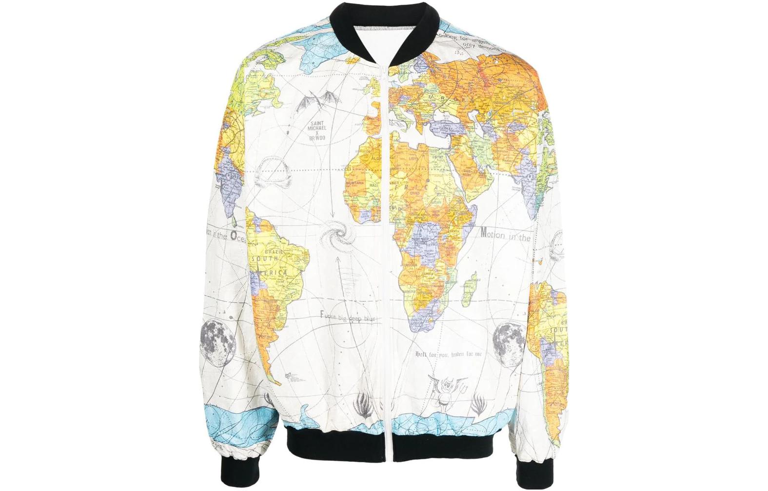 Order SAINT Mxxxxxx マッププリント ジップアップジャケット ホワイト アウターウェア SM-S23-0000-084