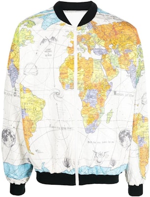 SAINT Mxxxxxx マッププリント ジップアップジャケット ホワイト アウターウェア SM-S23-0000-084 Order SAINT Mxxxxxx マッププリント ジップアップジャケット ホワイト アウターウェア SM-S23-0000-084