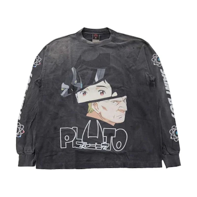 SAINT Mxxxxxx Netflix PLUTO Letter Print Crewneck Sweatshirt Black SM-YS1-0000-C30