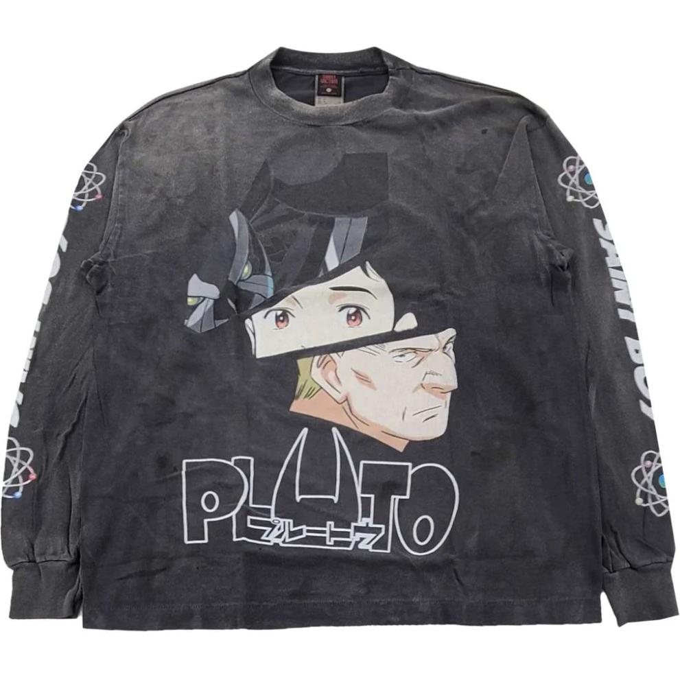 Order SAINT Mxxxxxx Netflix x PLUTO Sweater Hitam Cetak Huruf Crewneck. SM-YS1-0000-C30