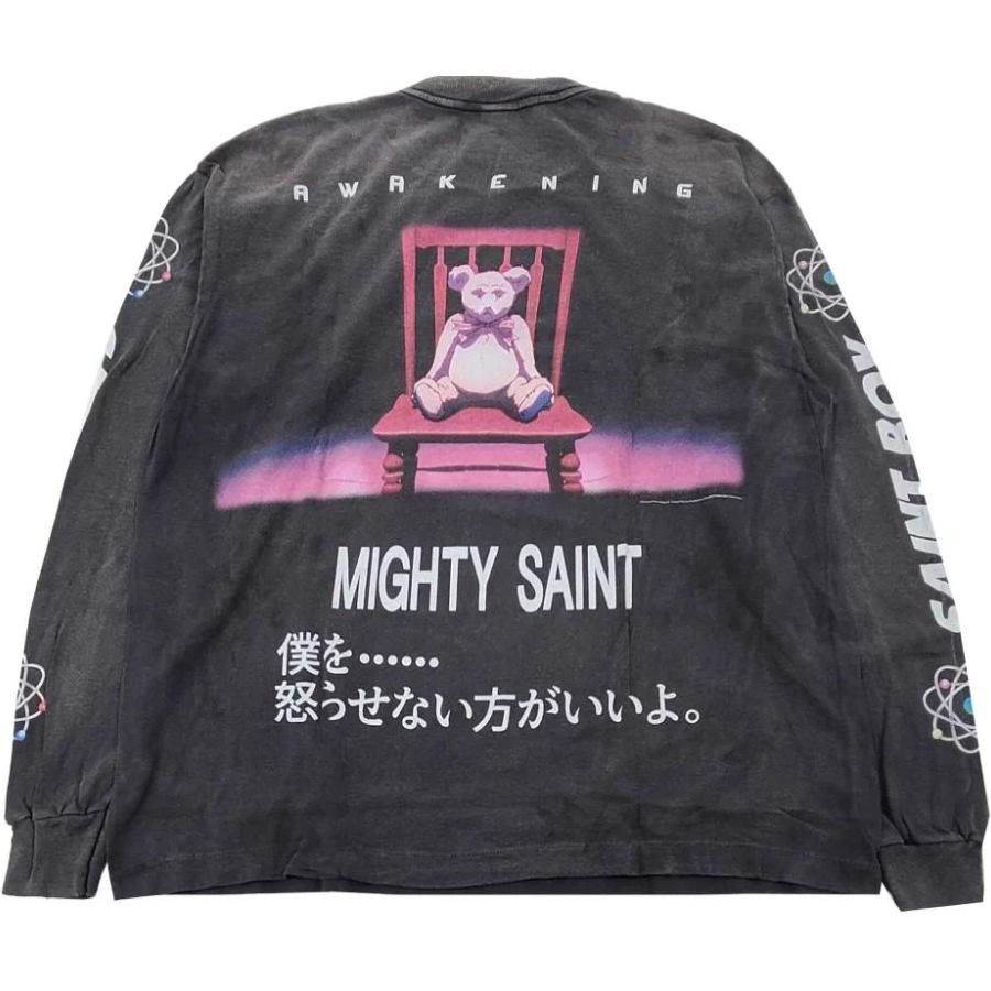 Lookbook SAINT Mxxxxxx Netflix x PLUTO Sweater Hitam Cetak Huruf Crewneck. SM-YS1-0000-C30