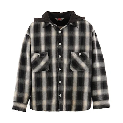 SAINT Mxxxxxx Plaid Hooded Pocket Jacket Black White SM-A23-0000-046