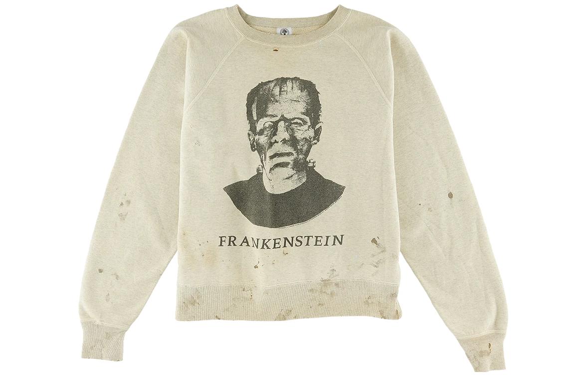 SAINT Mxxxxxx Raglan Sweat Frankenstein Graphic Crewneck Sweater Beige Mens SM-S22-0000-077