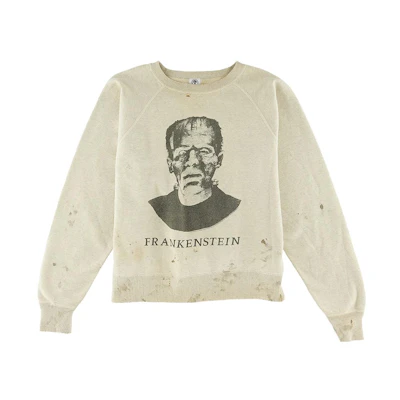 SAINT Mxxxxxx Raglan Sweat Frankenstein Graphic Crewneck Sweater Beige Mens SM-S22-0000-077