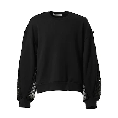 SAINT Mxxxxxx Raw Edge Crewneck Pullover Long Sleeve Sweatshirt Black Mens DC-23AW-CU-09-BLK