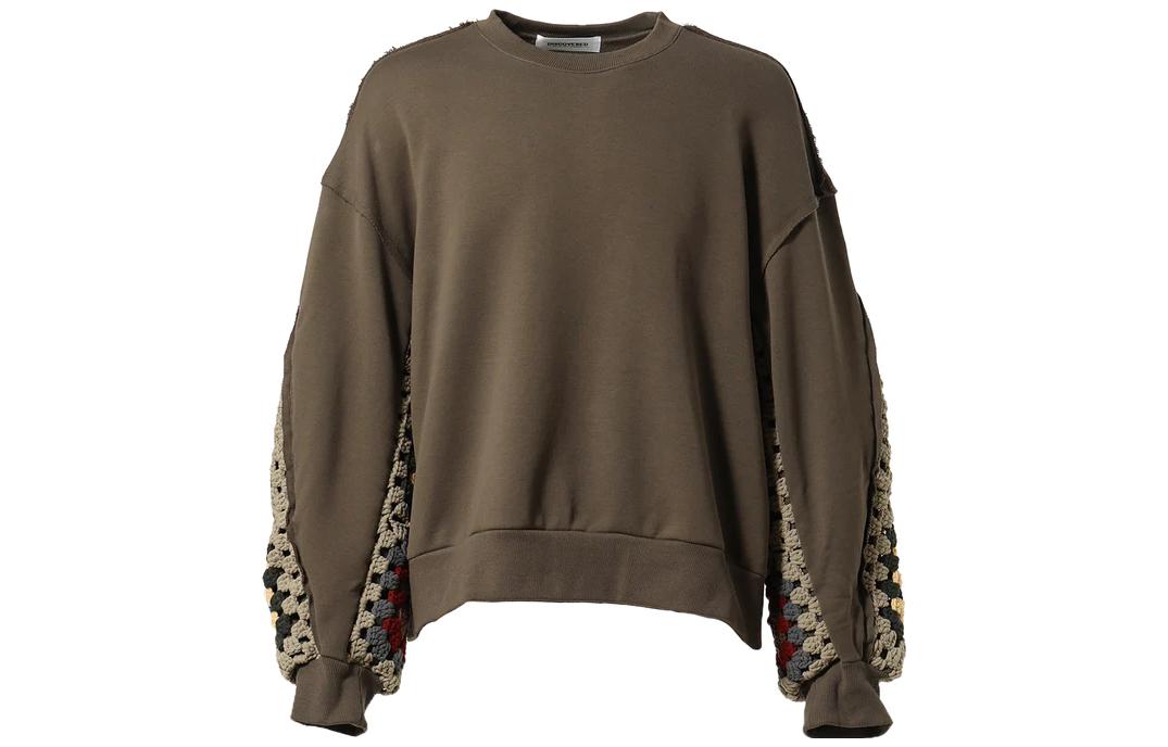 SAINT Mxxxxxx Raw Hem Crewneck Pullover Sweatshirt Brown DC-23AW-CU-09-GRY