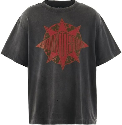 SAINT Mxxxxxx 復古標誌圖案黑色中性T恤。 SM-YS1-0000-C45 Order SAINT Mxxxxxx 復古標誌圖案黑色中性T恤。 SM-YS1-0000-C45