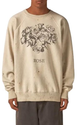 SAINT Mxxxxxx 玫瑰圖案印花復古圓領衛衣 灰色 男款 SM-S23-0000-042 Lookbook SAINT Mxxxxxx 玫瑰圖案印花復古圓領衛衣 灰色 男款 SM-S23-0000-042