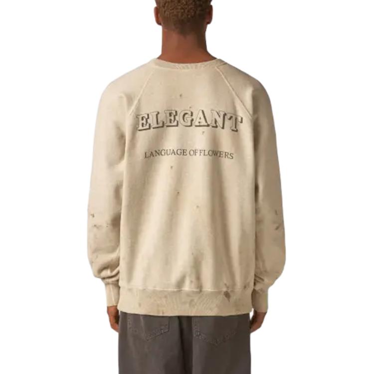 Shop SAINT Mxxxxxx 玫瑰圖案印花復古圓領衛衣 灰色 男款 SM-S23-0000-042