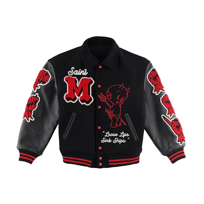 Saint Mxxxxxx SAINT M拼色 Cartoon Letter Print Single-Breasted Jacket Black Outerwear SMA220000-034