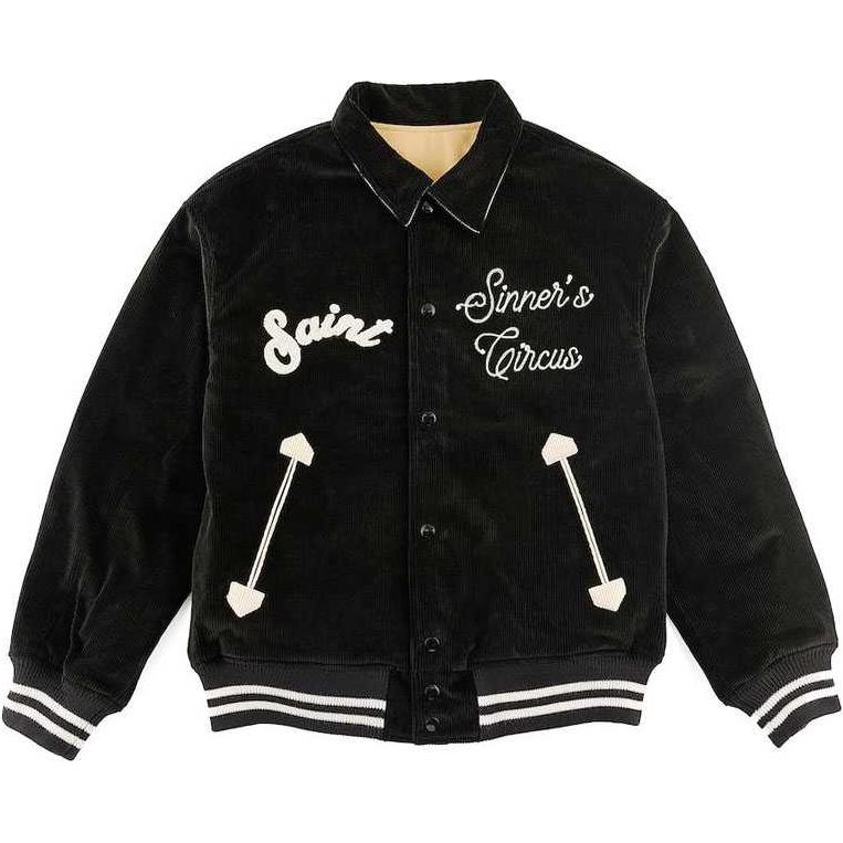 SAINT Mxxxxxx SAINT M Letter Clown Print Collared Slim Fit Jacket Mens Black SM-A21-0000-041