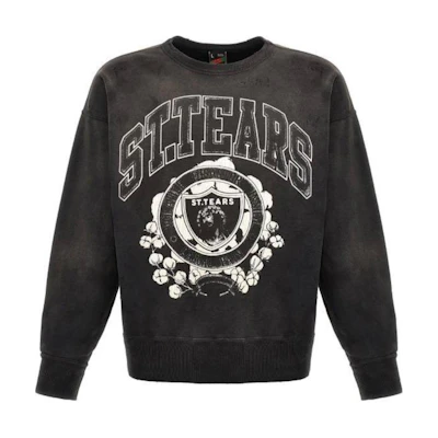 SAINT Mxxxxxx SAINT Mxxx Letter Print Black Crewneck Long-Sleeve Sweatshirt SMYS80000C02BLACK
