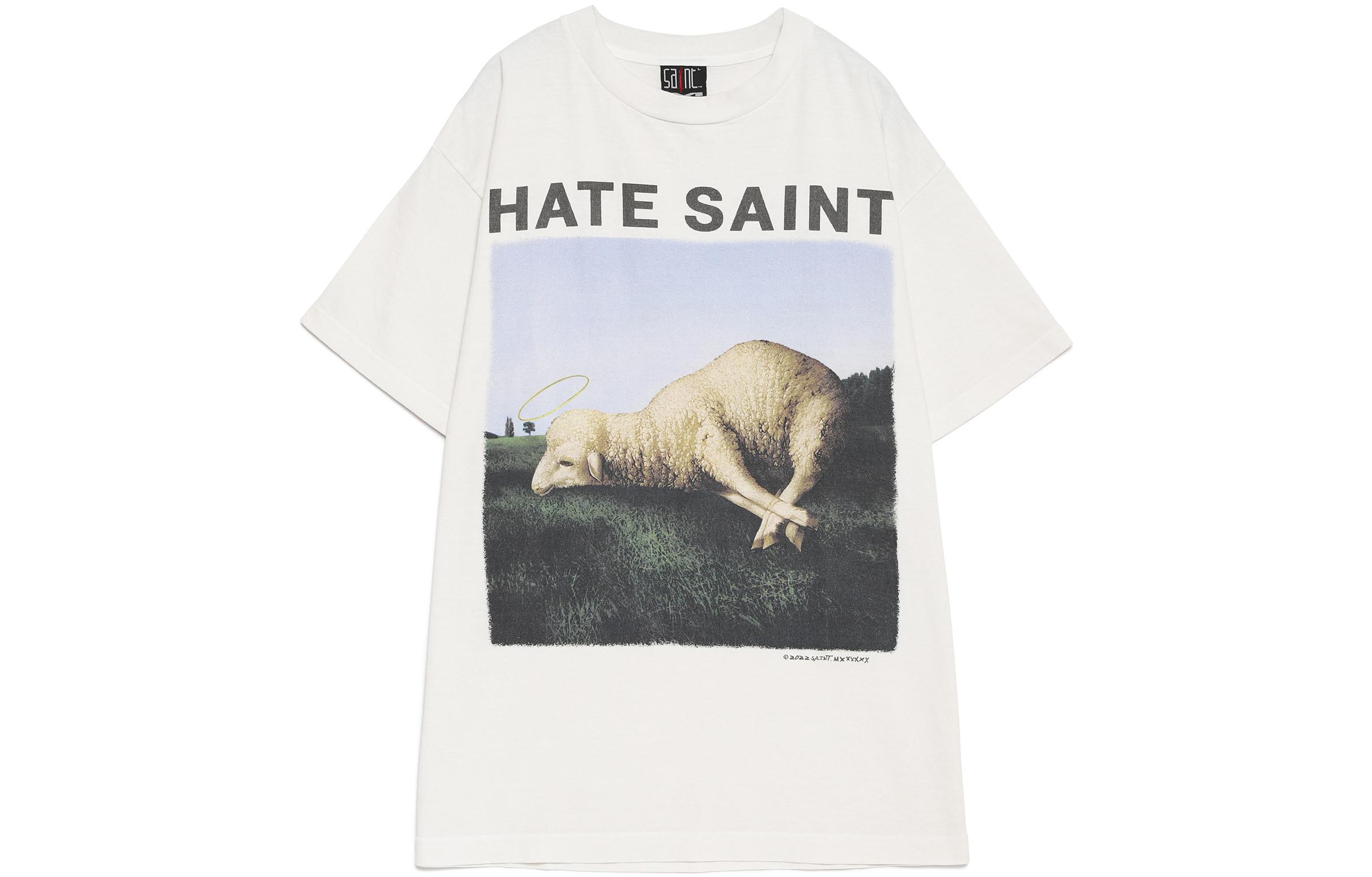 SAINT Mxxxxxx Sheep Graphic Print Unisex White T-Shirt. MS-IT22S-1002-10