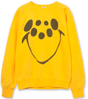 SAINT Mxxxxxx Smiley Face Print Yellow Crewneck Sweatshirt Mens SS21SM-023-32 SAINT Mxxxxxx Smiley Face Print Yellow Crewneck Sweatshirt Mens SS21SM-023-32