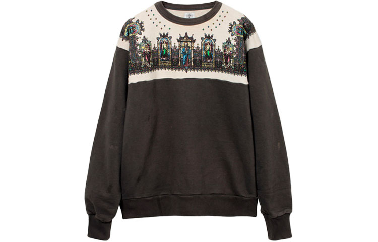 SAINT Mxxxxxx SS21 Brown Printed Crewneck Long Sleeve Sweatshirt Mens SS21SM-014-13