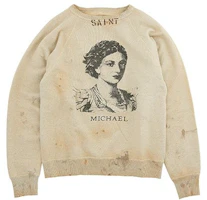 SAINT Mxxxxxx SS21 Character Print Crewneck Sweatshirt Khaki Male SM-S21-0000-024 SAINT Mxxxxxx SS21 Character Print Crewneck Sweatshirt Khaki Male SM-S21-0000-024