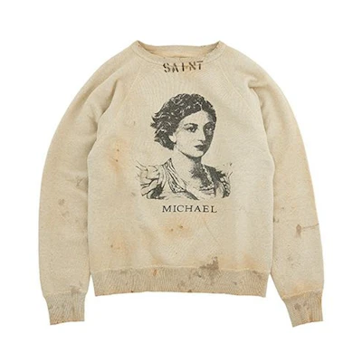 SAINT Mxxxxxx SS21 Character Print Crewneck Sweatshirt Khaki Male SM-S21-0000-024