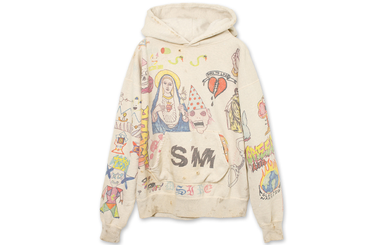 SAINT Mxxxxxx SS21 Graphic Print Oversized Sweatshirt Unisex Beige SS21SM-01044-11