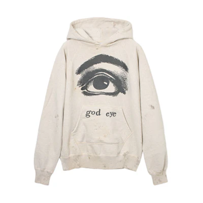 SAINT Mxxxxxx SS21 Oversized Eye Print Hoodie Beige Mens SS21SM-036-11