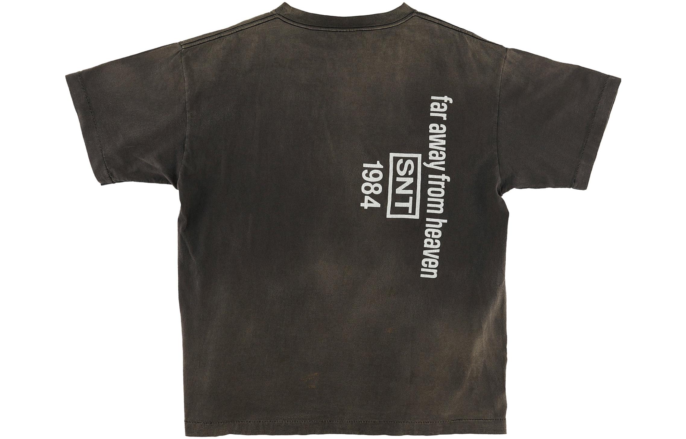 Lookbook SAINT Mxxxxxx SS22 棕色圖案標誌短袖T恤。 SM-S22-0000-009