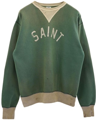 SAINT Mxxxxxx SS22 グリーン レタープリント クルーネック スウェットシャツ ユニセックスカジュアルウェア SM-22S-040-01 Buy SAINT Mxxxxxx SS22 グリーン レタープリント クルーネック スウェットシャツ ユニセックスカジュアルウェア SM-22S-040-01