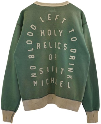 SAINT Mxxxxxx SS22 グリーン レタープリント クルーネック スウェットシャツ ユニセックスカジュアルウェア SM-22S-040-01 Lookbook SAINT Mxxxxxx SS22 グリーン レタープリント クルーネック スウェットシャツ ユニセックスカジュアルウェア SM-22S-040-01