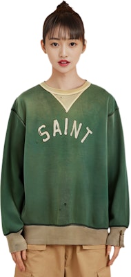 SAINT Mxxxxxx SS22 グリーン レタープリント クルーネック スウェットシャツ ユニセックスカジュアルウェア SM-22S-040-01 Purchase SAINT Mxxxxxx SS22 グリーン レタープリント クルーネック スウェットシャツ ユニセックスカジュアルウェア SM-22S-040-01