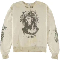 SAINT Mxxxxxx SS22 Letter Graphic Crewneck Sweatshirt Beige Unisex SM-S22-0000-078 SAINT Mxxxxxx SS22 Letter Graphic Crewneck Sweatshirt Beige Unisex SM-S22-0000-078