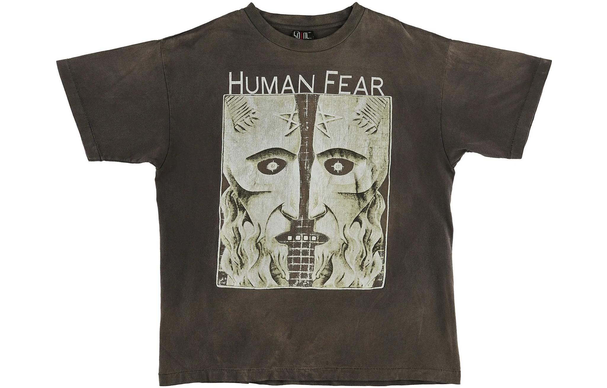 SAINT Mxxxxxx SS22 Washed Black Pentagram Graphic Print Tee  T-Shirt. SM-S22-0000-011