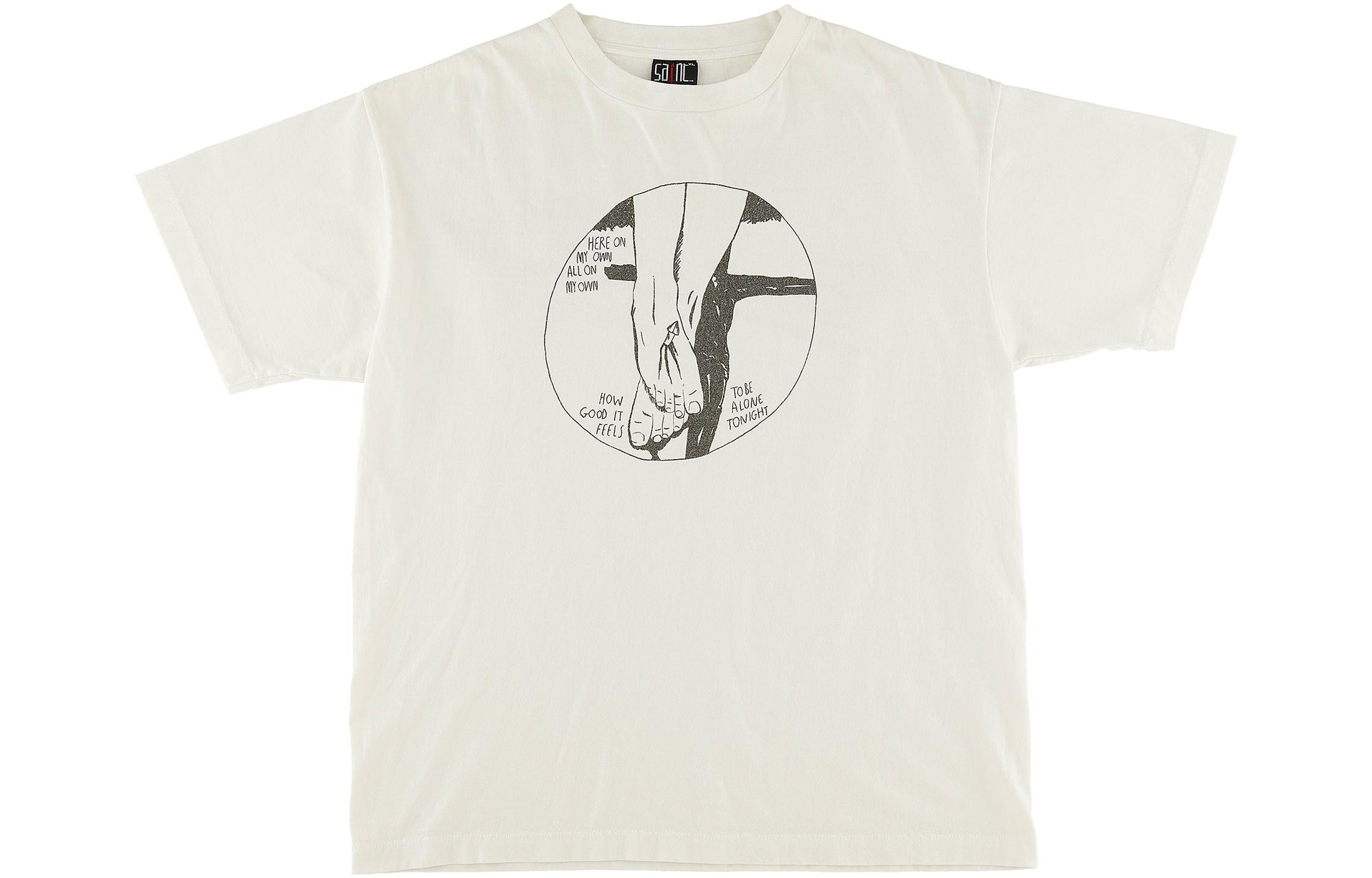 Order SAINT Mxxxxxx SS22 White Graphic Print Logo Crewneck T-Shirt Men. SM-S22-0000-002