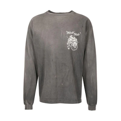 SAINT Mxxxxxx SS23 Abstract Letter Graphic Long-Sleeve T-Shirt Grey Mens. SM-A22-0000-070