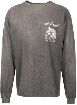 SAINT Mxxxxxx SS23 抽象字母圖案長袖T恤 灰色 男款。 SM-A22-0000-070 Order SAINT Mxxxxxx SS23 抽象字母圖案長袖T恤 灰色 男款。 SM-A22-0000-070