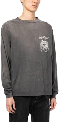 SAINT Mxxxxxx SS23 抽象字母圖案長袖T恤 灰色 男款。 SM-A22-0000-070 Shop SAINT Mxxxxxx SS23 抽象字母圖案長袖T恤 灰色 男款。 SM-A22-0000-070