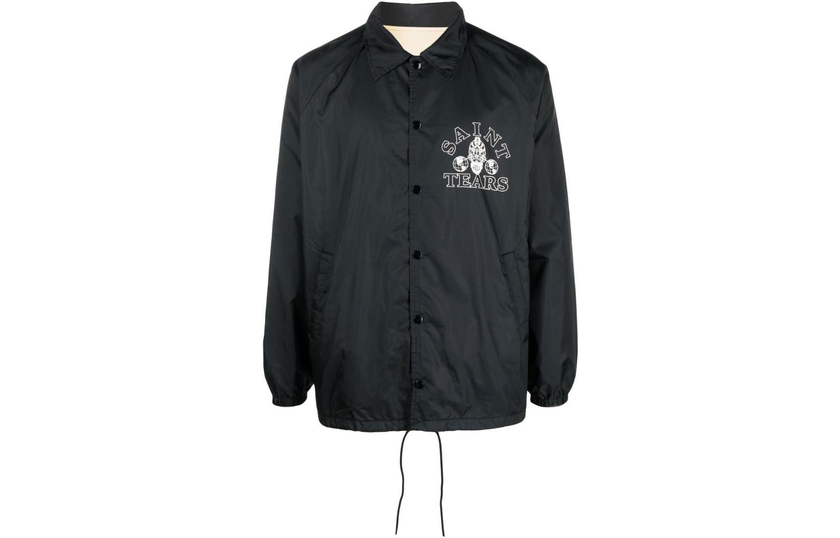 SAINT Mxxxxxx SS23 Black Logo Print Collared Jacket SM-A22-0000-091