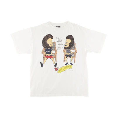 SAINT Mxxxxxx SS23 Cartoon Print Loose Fit Crewneck White T-Shirt Men. SM-S23-0000-110