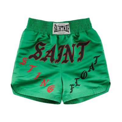 SAINT Mxxxxxx SS23 Green Straight-Leg Shorts with Letter Print . S23-0000-064