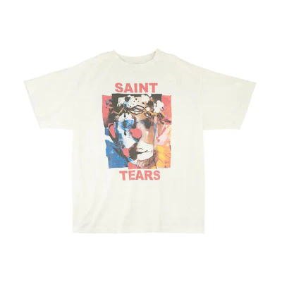 SAINT Mxxxxxx SS23 Joker Letter Print Crewneck T-Shirt White (). SM-S23-0000-092