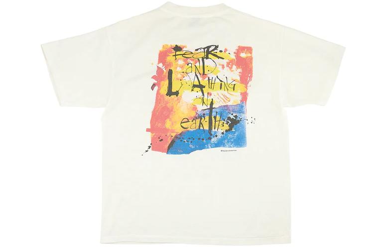 Lookbook SAINT Mxxxxxx SS23 小丑字母印花白色短袖T恤。 SM-S23-0000-092