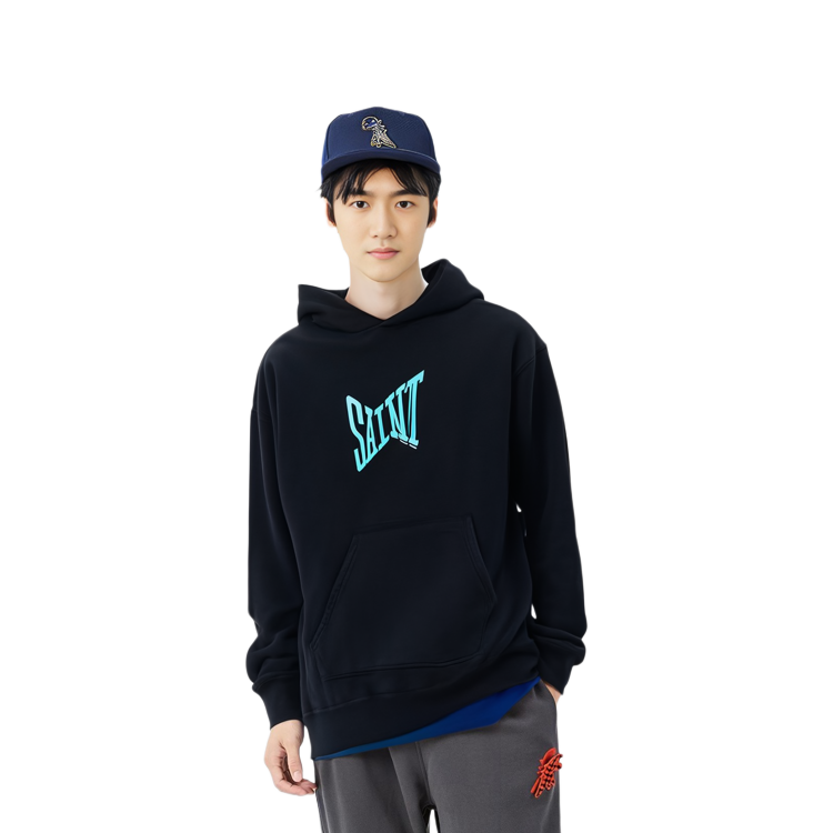 Shop SAINT Mxxxxxx SS23 字母印花連帽衫 黑色 SM-S23-0000-047