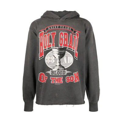 SAINT Mxxxxxx SS23 Logo Print Hoodie Coal Grey. SM-A22-0000-051