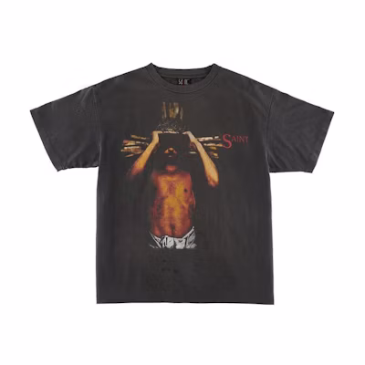 SAINT Mxxxxxx SS23 Solid Color Graphic Tee Black. SM-0164