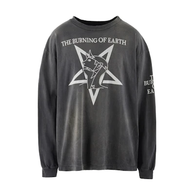 SAINT Mxxxxxx SS23 Vintage Graphic Letter Print Oversized Black Long-Sleeve Tee Men SM-A23-0000-007