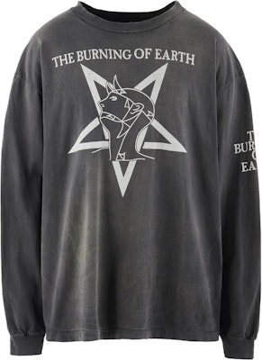 SAINT Mxxxxxx SS23 復古字母印花黑色寬鬆長袖T恤 男款 SM-A23-0000-007 Order SAINT Mxxxxxx SS23 復古字母印花黑色寬鬆長袖T恤 男款 SM-A23-0000-007