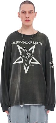 SAINT Mxxxxxx SS23 復古字母印花黑色寬鬆長袖T恤 男款 SM-A23-0000-007 Shop SAINT Mxxxxxx SS23 復古字母印花黑色寬鬆長袖T恤 男款 SM-A23-0000-007